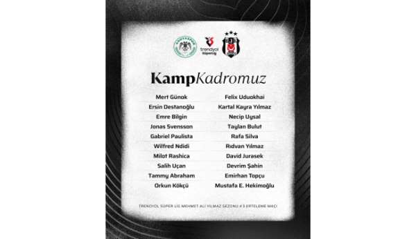 Beşiktaş'ın, Konyaspor maçı kamp kadrosu belli oldu