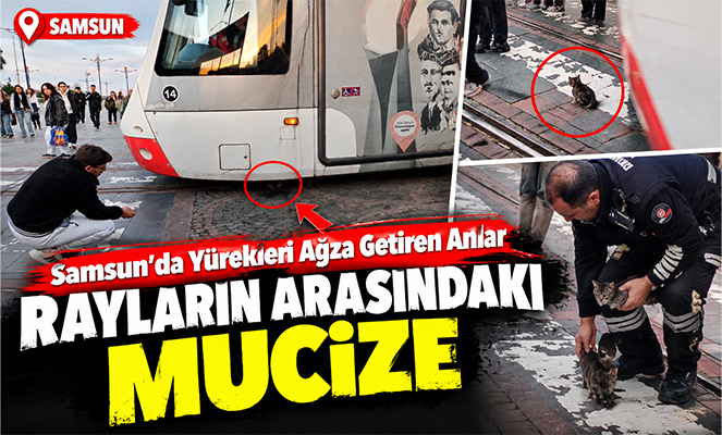 Samsun'da yürekleri ağza getiren anlar