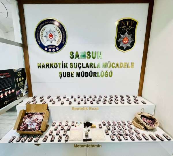 Samsun'da 2 kilo metamfetamin ve 13 bin hap ele geçirildi: 3 gözaltı