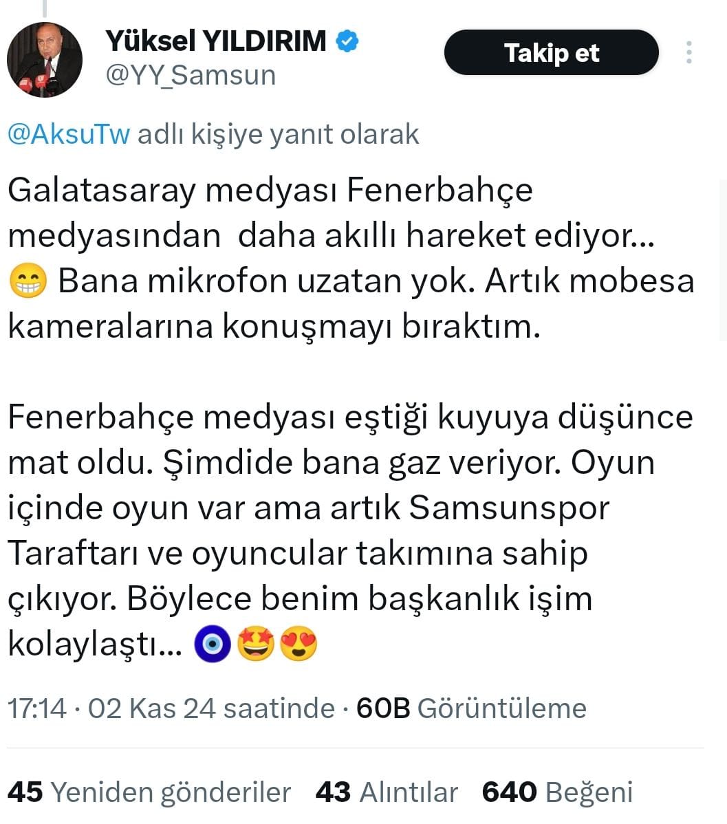 Samsunspor Başkanı Yüksel Yıldırım'dan Bomba Cevaplar