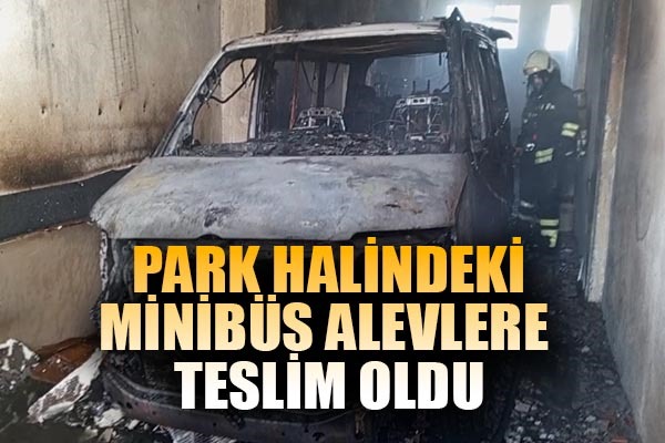 Park halindeki minibüs alevlere teslim oldu