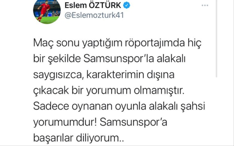 Eslem Öztürk geri adım attı! Samsunspor'dan özür diledi