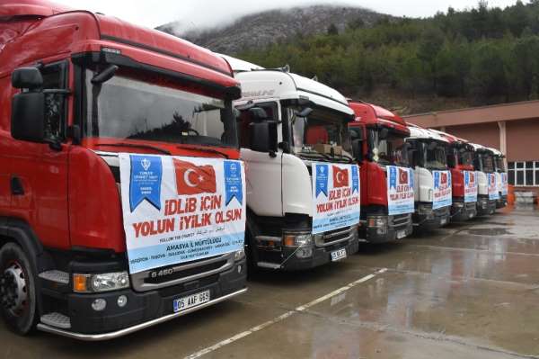 Amasya'dan İdlib'e 9 tır dolusu yardım 