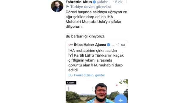 İletişim Başkanı Fahrettin Altun, çirkin saldırıyı kınadı