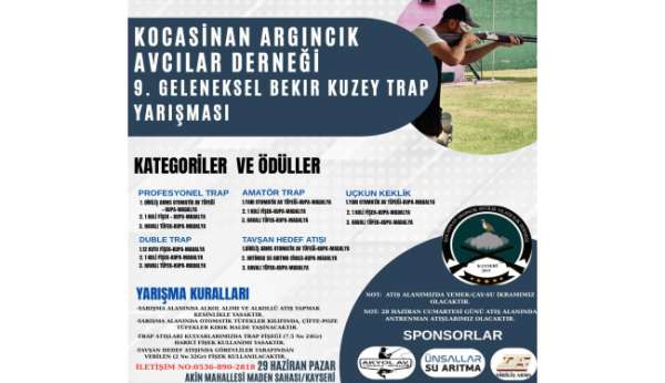 9. Geleneksel Bekir Kuzey Trap yarışmaları 28-29 Haziran'da yapılacak