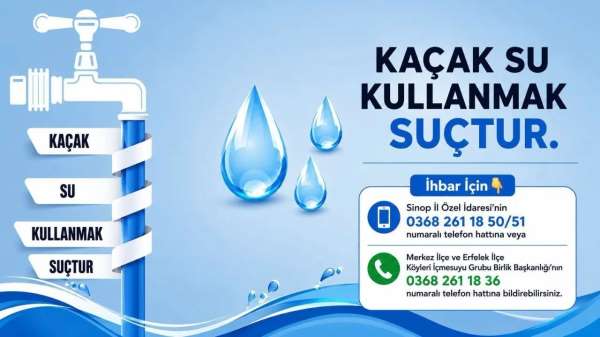 Sinop'ta kaçak su kullanan 8 haneye toplam 280 bin TL para cezası