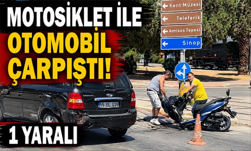 Motosiklet ile otomobil çarpıştı
