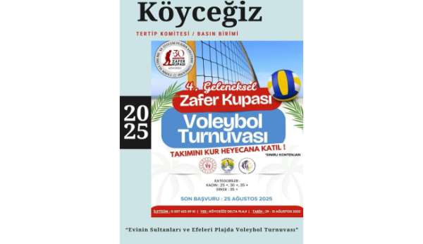 Köyceğiz'de 4. Geleneksel Zafer Kupası Plajda Voleybol Turnuvası yapılacak