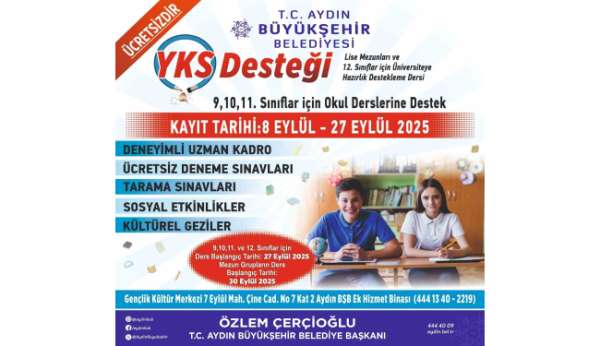 Başkan Çerçioğlu'ndan üniversite adaylarına ücretsiz YKS desteği