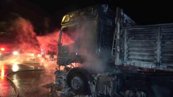 Amasya'da seyir halindeki tır alev topuna döndü
