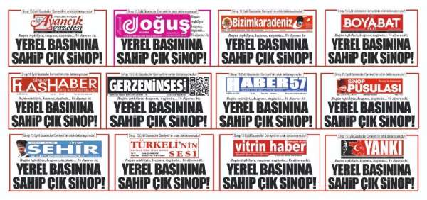 Sinop'ta yayın yapan 12 gazete aynı manşetle çıktı 