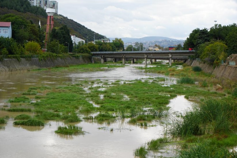 Samsun'da etkili olan sağanak, akarsuları coşturdu