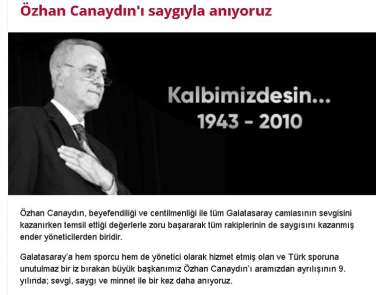 Galatasaray'dan Özhan Canaydın için anma mesajı 