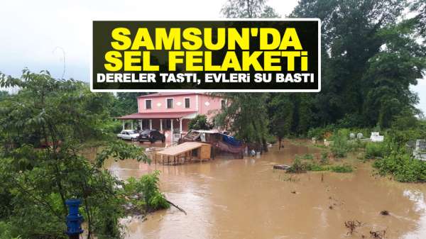 Samsun'da sel felaketi dereler taştı,evleri su bastı