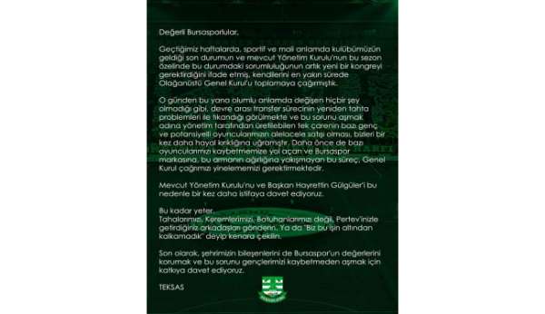 Bursaspor taraftarı yönetimi yeniden istifaya davet etti - Bursa haber