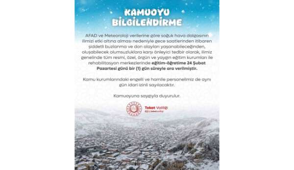 Tokat'ta eğitime kar engeli