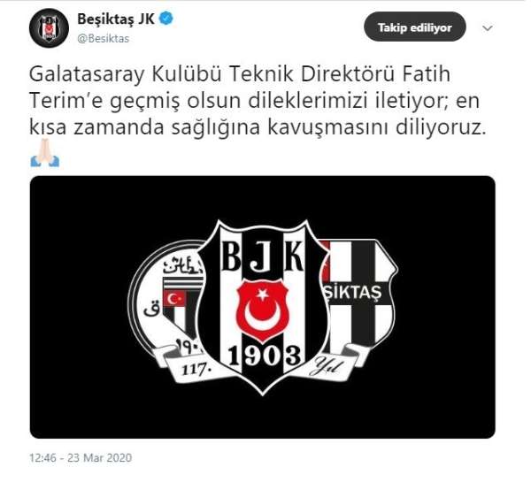 Beşiktaş'tan Fatih Terim'e geçmiş olsun mesajı 
