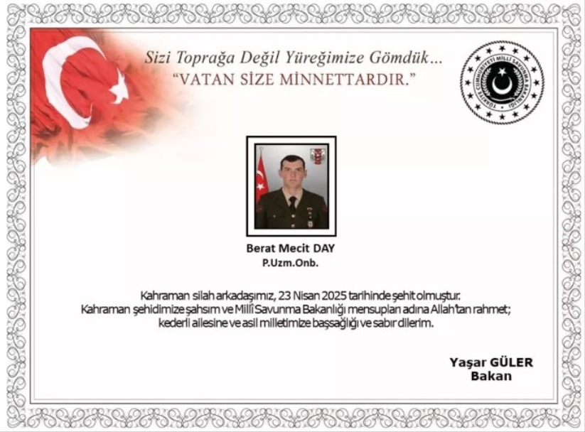 MSB'den acı haber: 1 şehit