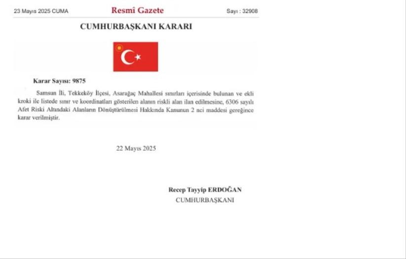 Samsun'da felaket bölgesi için önemli karar: 'riskli alan' ilan edildi