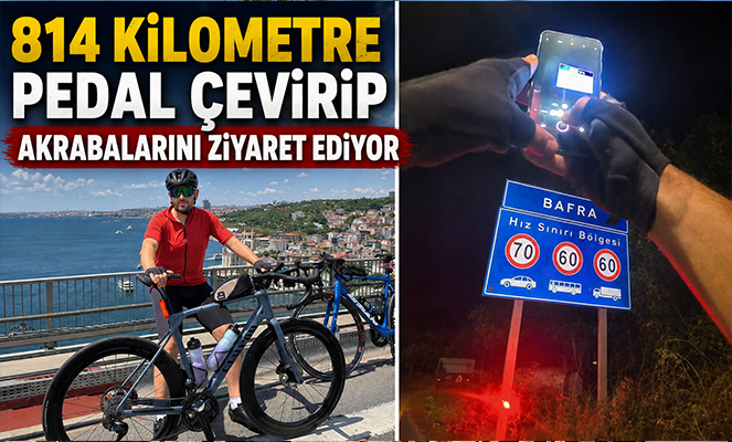 814 kilometre pedal çevirip akrabalarını ziyaret ediyor