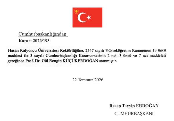 Hasan Kalyoncu Üniversitesi Rektörlüğüne Prof. Dr. Gül Rengin Küçükerdoğan atandı