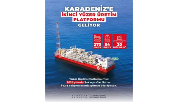 Bakan Bayraktar: 'Yeni platformumuz ile Sakarya Gaz Sahası'ndaki üretimimiz 40 milyon metreküpe yükselecek'