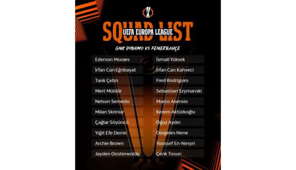 Fenerbahçe'nin Dinamo Zagreb maçı kamp kadrosu belli oldu