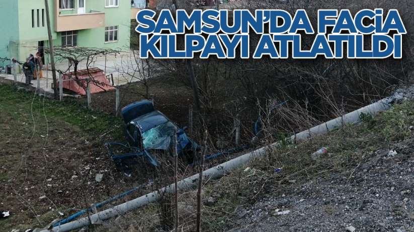 Samsun'da otomobil şarampole yuvarlandı 