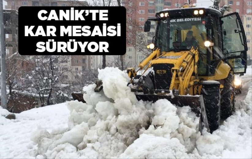 Canik'te kar mesaisi sürüyor