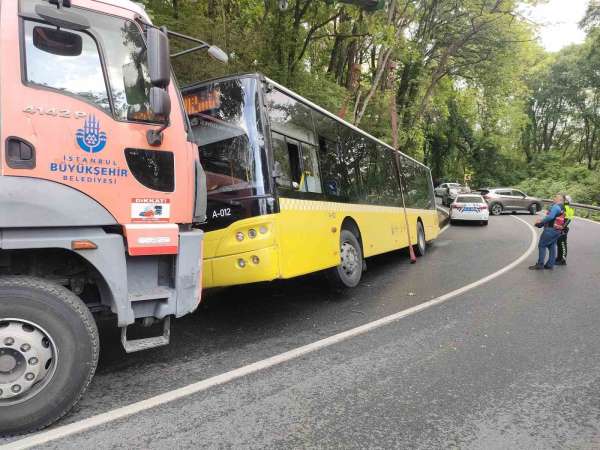 Sarıyer'de facianın eşiğinden dönüldü: Yolcu bulunan İETT otobüsü kaza yaptı