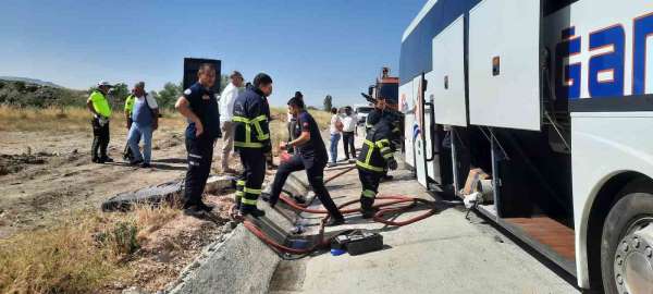 Amasya'da yolcu otobüsünde korkutan yangın