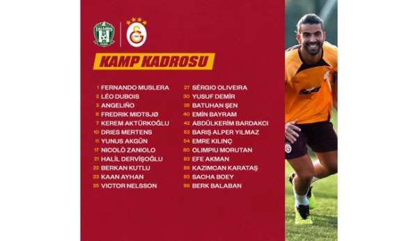 Galatasaray'ın, Zalgiris Vilnius maçı kadrosu belli oldu