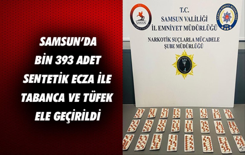 Samsun'da bin 393 adet sentetik ecza ile tabanca ve tüfek ele geçirildi