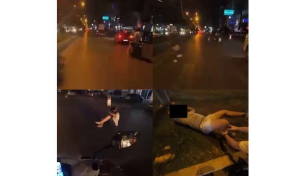 Mersin'de motosikletin yayaya çarptığı kaza kask kamerasında