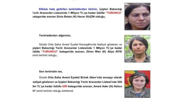Eren Abluka'da etkisiz hale getirilen 3 teröristlerin kimlikleri belli oldu