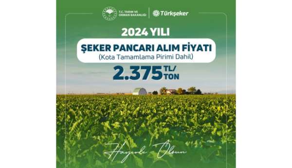 Şeker pancarında 2024 yılı alım fiyatı ton başına 2 bin 375 lira olarak belirlendi