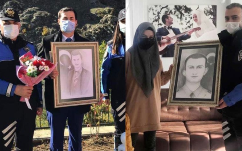 Samsunlu polis şehit öğretmenleri çizdi