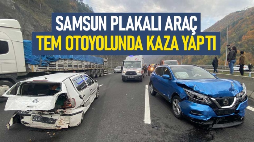 Samsun plakalı araç TEM otoyolunda kaza yaptı