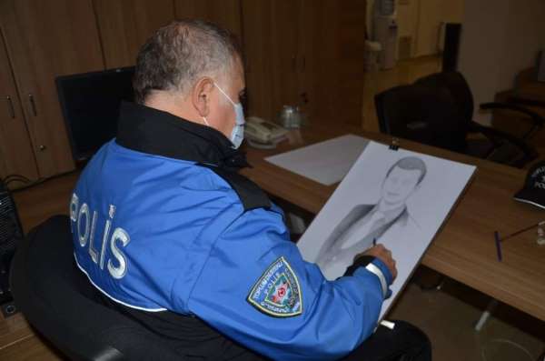 Şehit olan öğretmenlerin portresine çizen polis, Öğretmenler Günü'nde ailelerine