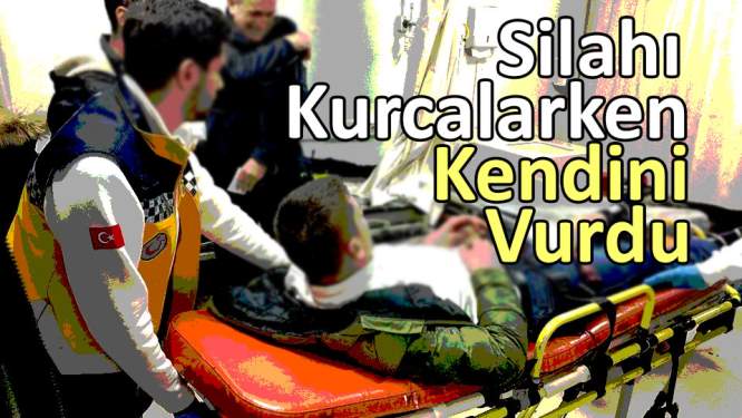 Silahı kurcalarken kendini vurdu