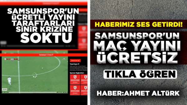 Samsunspor'un bir sonraki maçı WEB TV'de ücretsiz yayınlanacak.