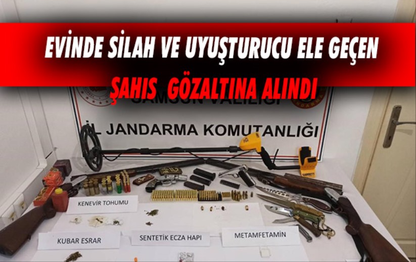 Samsun'da evinde silah ve uyuşturucu ele geçen şahıs gözaltına alındı