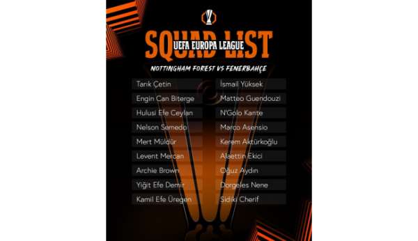 Fenerbahçe'nin, Nottingham Forest maçı kamp kadrosu belli oldu