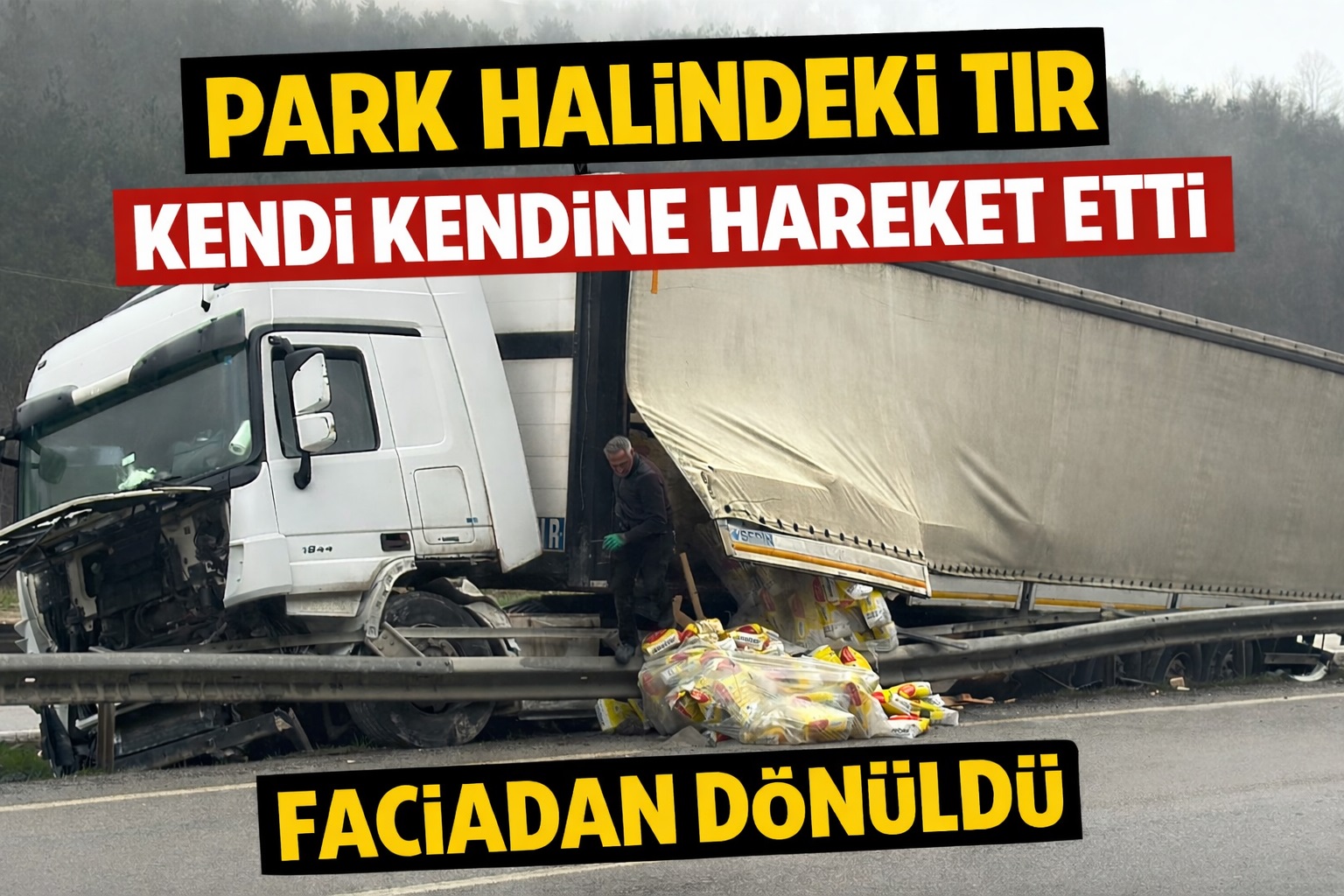 Park halindeki tır kendi kendine hareket etti: Faciadan dönüldü