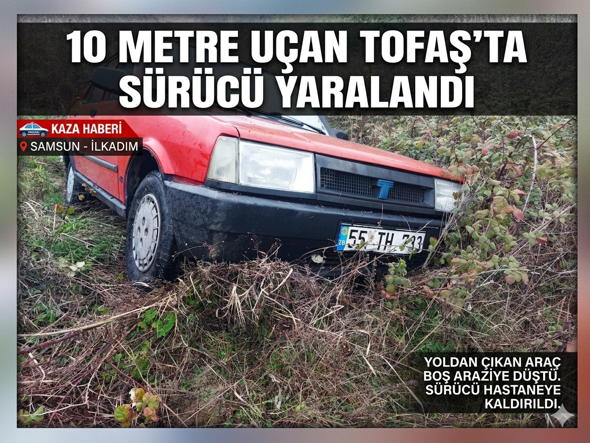 Otomobil 10 metre aşağıya uçtu: 1 yaralı
