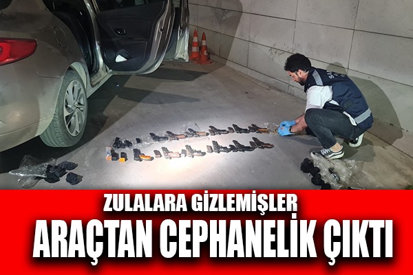 Polis araca zulalanmış 17 tabanca ele geçirdi