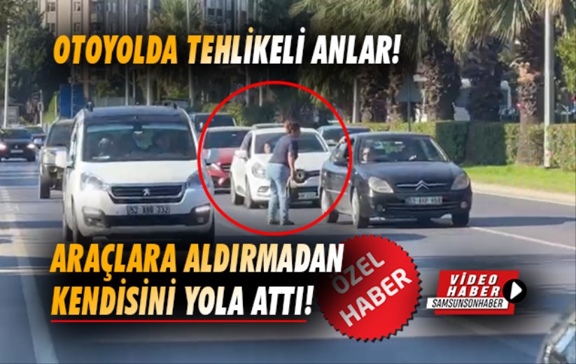 İşlek caddede trafiği alt üst eden kadın, sürücülere zor anlar yaşattı