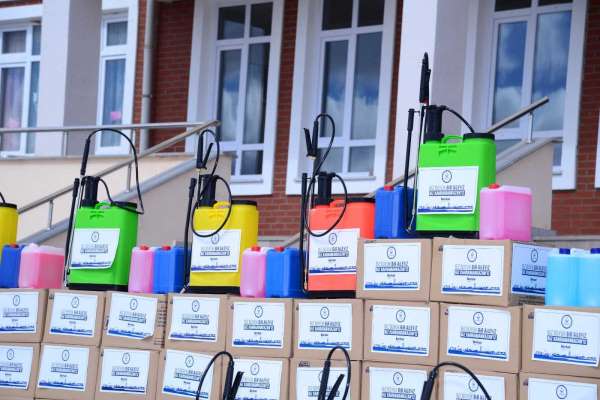 Kahramankazan'da okullara 20 tonluk temizlik ve dezenfekte malzemesi desteği