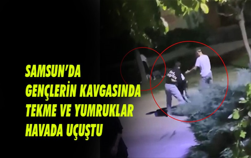 Gençlerin kavgasında tekme ve yumruklar havada uçuştu