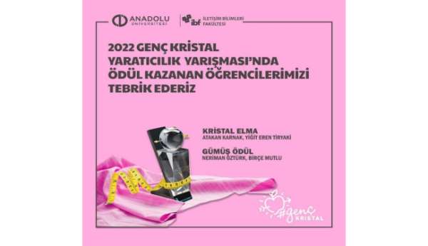 Anadolu Üniversitesi öğrencileri Reklamcılar Derneği'nin Düzenlediği Kristal Elma'dan ödülle döndü